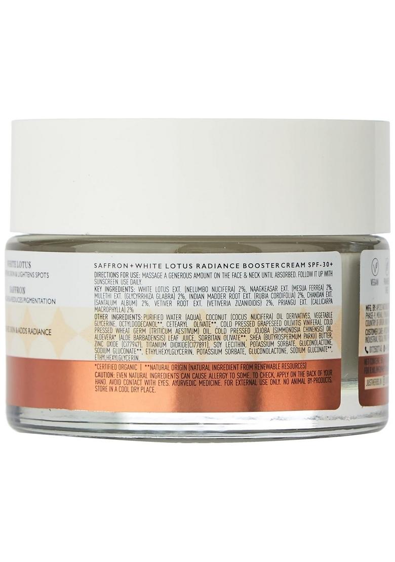 Just Herbs Skin Whitening Face Cream With Spf 30+ Saffron And White Lotus Radiance Booster Cream- 50G & Liquid Sindoor Long Lasting Quick Dry 5G (Ruby Red) Combo