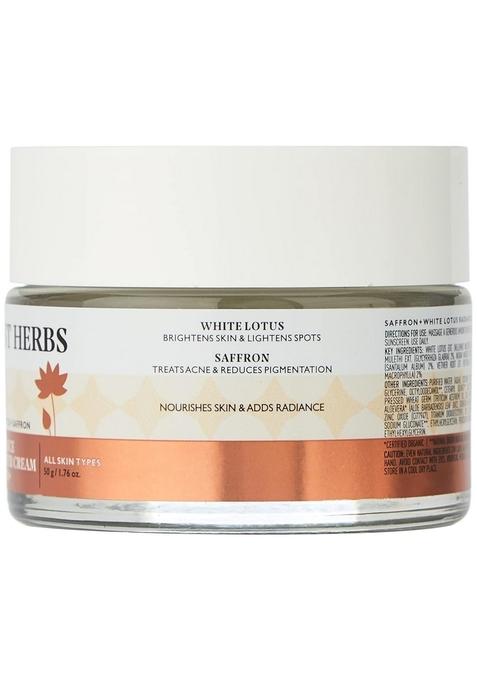 Just Herbs Skin Whitening Face Cream With Spf 30+ Saffron And White Lotus Radiance Booster Cream- 50G & Liquid Sindoor Long Lasting Quick Dry 5G (Ruby Red) Combo