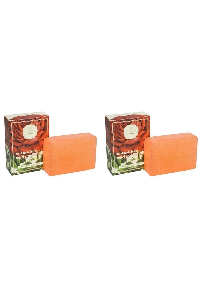 Just Herbs Ayurvedic Rose Handmade Skin Detoxify Bathing Soap Bar For All Types, Organic & Chemical Free Men Women (Pack Of 2)