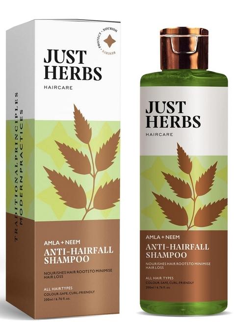 Just Herbs Anti Hairfall Natural Hair Mask With Castor & Black Onion Seed- 200Gm 8 In 1 Root Nourishing Amla Neem Fall Control Shampoo 200 Ml Combo For Frizzy Hair, 3 Count