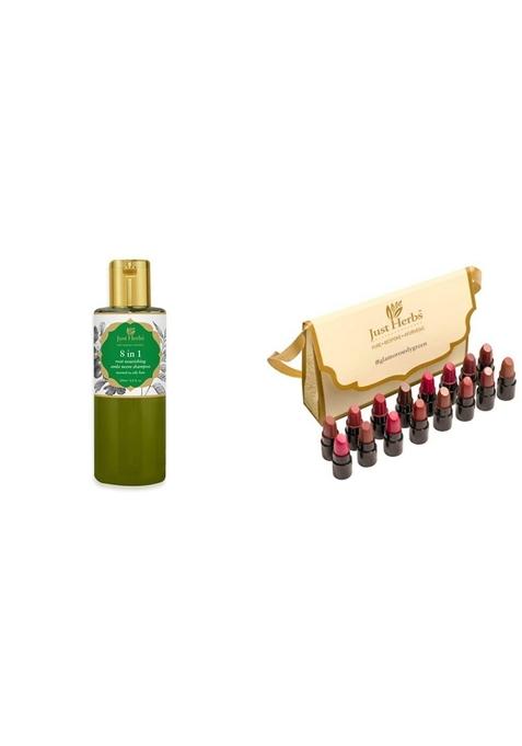 Just Herbs 8 In 1 Root Nourishing Amla Neem Hair Fall Control Shampoo & Paraben Free 200 Ml Ayurvedic Creamy Matte Lipstick Set 38Gm (Pack Of 16)
