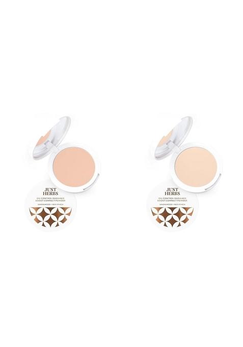Just Herbs Oil Control Radiance Booster Age Defying Matte Compact Powder For All Skin Types Face Makeup 9G(Porcelain) 9G(Ivory) Combo,Cream