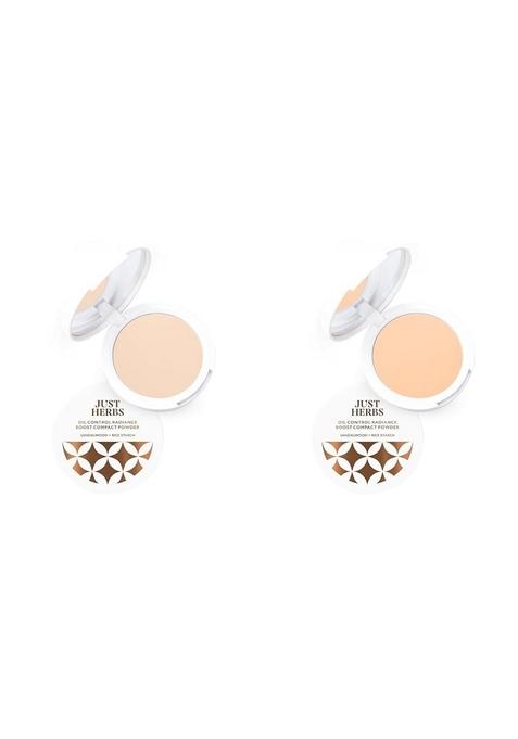 Just Herbs Oil Control Radiance Booster Age Defying Matte Compact Powder For All Skin Types Face Makeup 9G(Ivory) 9G(Natural) Combo,Cream
