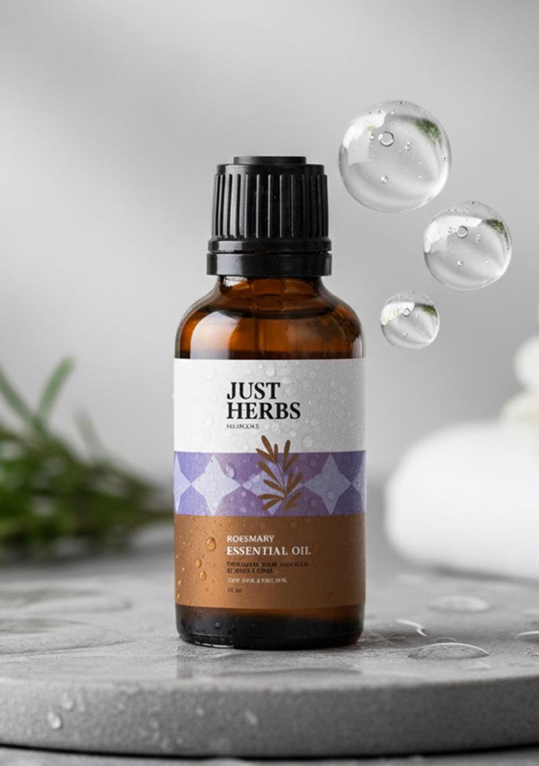 Just Herbs Rosemary Steam 100% Pure Distilled Essential Oil For Hair | Skin Fights Acne Elevates Mood Aromatherapy Men And Women (10 Ml)