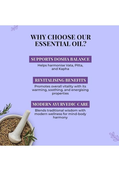 Just Herbs Rosemary Steam 100% Pure Distilled Essential Oil For Hair | Skin Fights Acne Elevates Mood Aromatherapy Men And Women (10 Ml)