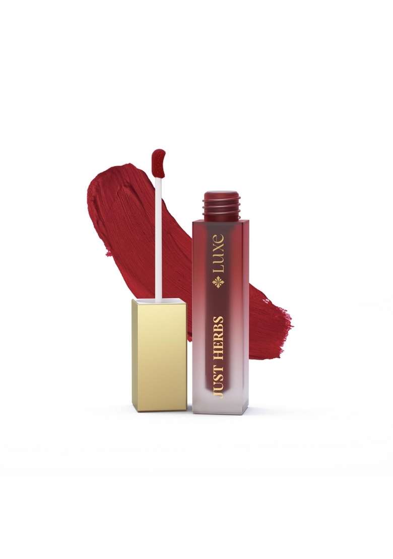 Just Herbs Luxe Dream Muse Mousse Liquid Lipstick | Luxury Makeup Velvet Matte Long Lasting & Transferproof Formula Ayurvedic – 3.5 Ml (08 Maroon Desire) - Indya