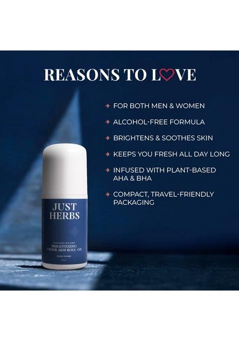 Just Herbs Roll On Deo For Men Musk Divine Refreshing Under Arm Long Lasting Deodorant
