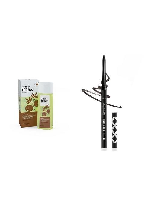 Just Herbs Skin-Rejuvenating Ayurvedic Face Wash Cleanser - 100 Ml & Retractable 2 In 1 Herbal Eyeliner + Kajal Black 0.3G Combo
