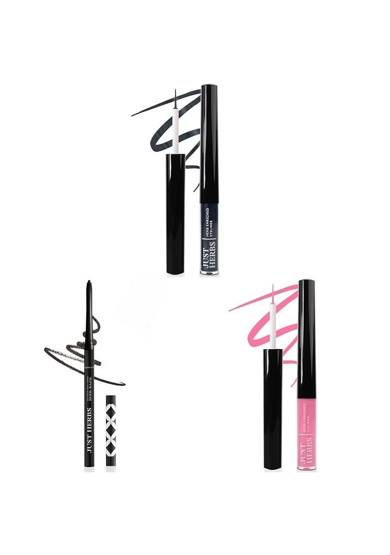 Just Herbs Long Lasting Pencil Eyeliner Waterproof And Smudge Proof & Retractable 2 In 1 Herbal + Kajal With Almond Oil (Bubblegum Pink), Matte Finish
