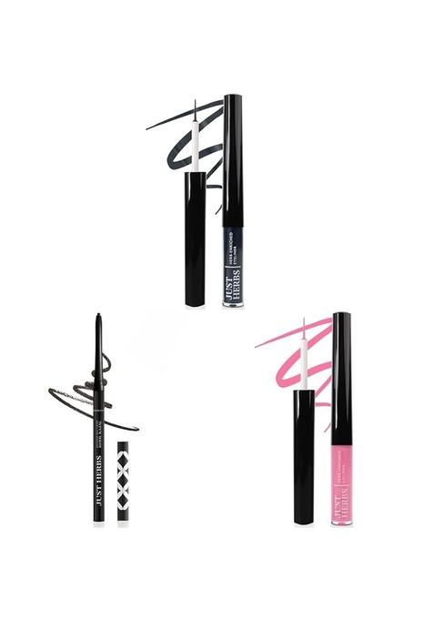 Just Herbs Long Lasting Pencil Eyeliner Waterproof And Smudge Proof & Retractable 2 In 1 Herbal + Kajal With Almond Oil (Bubblegum Pink), Matte Finish