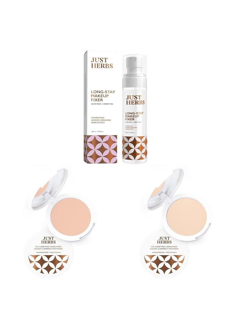 Just Herbs Long Stay Non Sticky Makeup Fixer & Oil Control Radiance Booster Age Defying Compact Powder For Face 9G Powder, (Ivory)