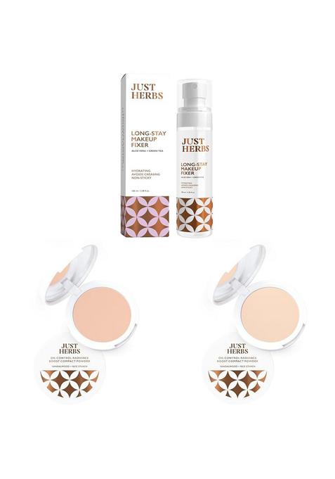Just Herbs Long Stay Non Sticky Makeup Fixer & Oil Control Radiance Booster Age Defying Compact Powder For Face 9G Powder, (Ivory)