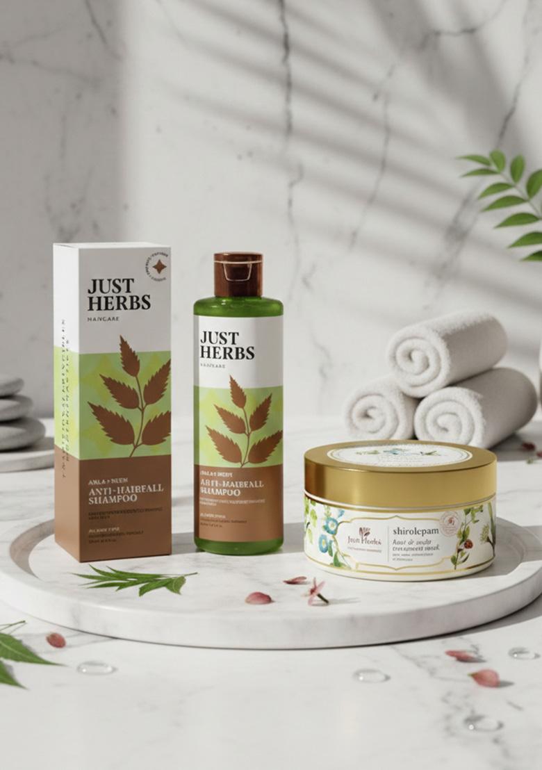 Just Herbs Anti Hairfall Combo With 8 In 1 Shampoo & Hair Mask For Control