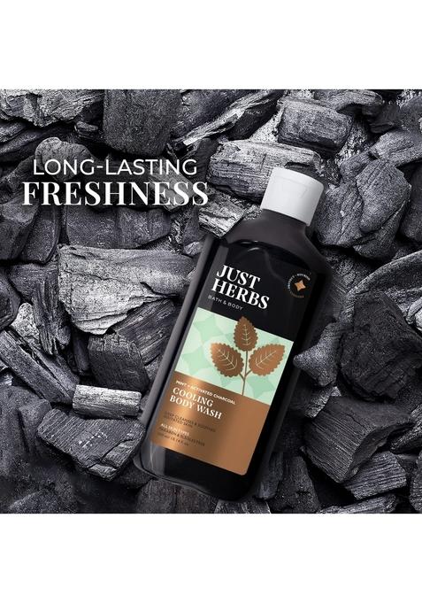 Just Herbs Deep Cleansing Cooling Body Wash With Mint And Activated Charcoal For Men Women 300 Ml & Roll On Deo Musk Divine Refreshing Under Arm Long Lasting Deodorant