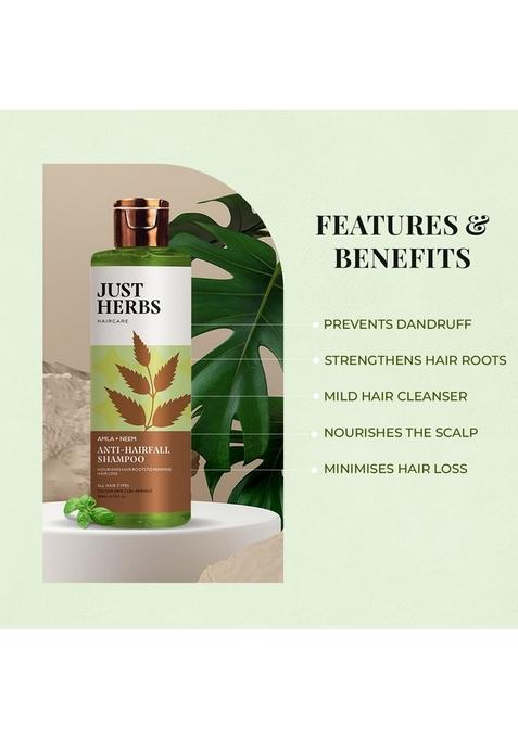 Just Herbs 8 In 1 Root Nourishing Amla Neem Hair Fall Control Shampoo 200 Ml & Ayurvedic, Natural Lip Cheek Tint, Blush For Women- 02 Peachy Coral (Creamy Matte)