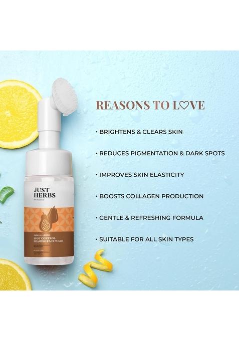 Just Herbs Brightening Foaming Face Wash With Vitamin C & Retractable 2 In 1 Herbal Eyeliner + Kajal Almond Oil E Combo