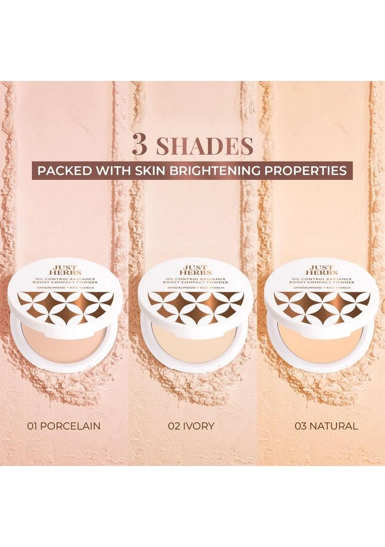 Just Herbs Relaxed Matte Liquid Lipstick Lip Colour For Women & Oil Control Radiance Booster Age Defying Compact Powder Face Makeup 9G (Porcelain) Combo