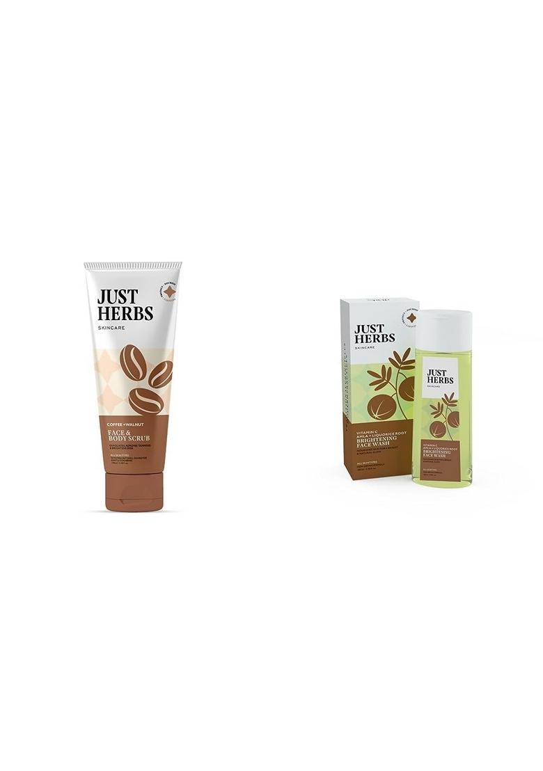 Just Herbs Coffee Body Scrub Walnut Exfoliating Detan Face & Scrub100 Ml Skin-Rejuvenating Ayurvedic Wash Cleanser