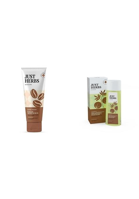 Just Herbs Coffee Body Scrub Walnut Exfoliating Detan Face & Scrub100 Ml Skin-Rejuvenating Ayurvedic Wash Cleanser - 100 Combo