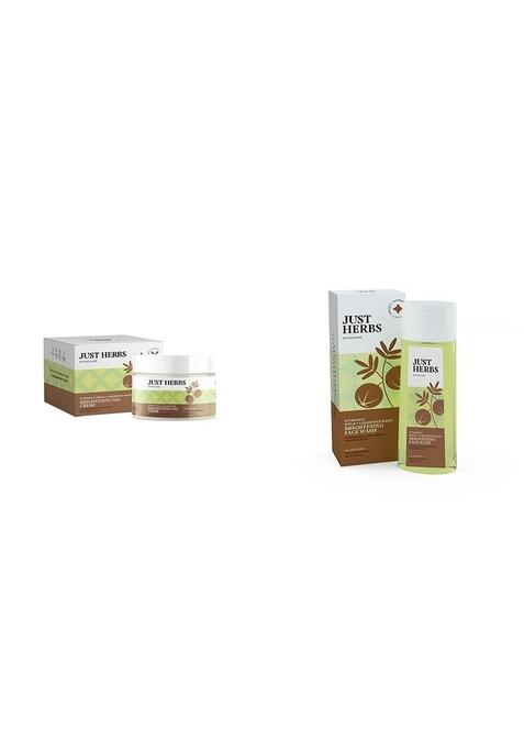 Just Herbs Ultra-Moisturising & Hydrating Vitamin C Day Night Gel Creme- 50 Gm Skin-Rejuvenating Ayurvedic Face Wash Cleanser - 100 Ml Combo