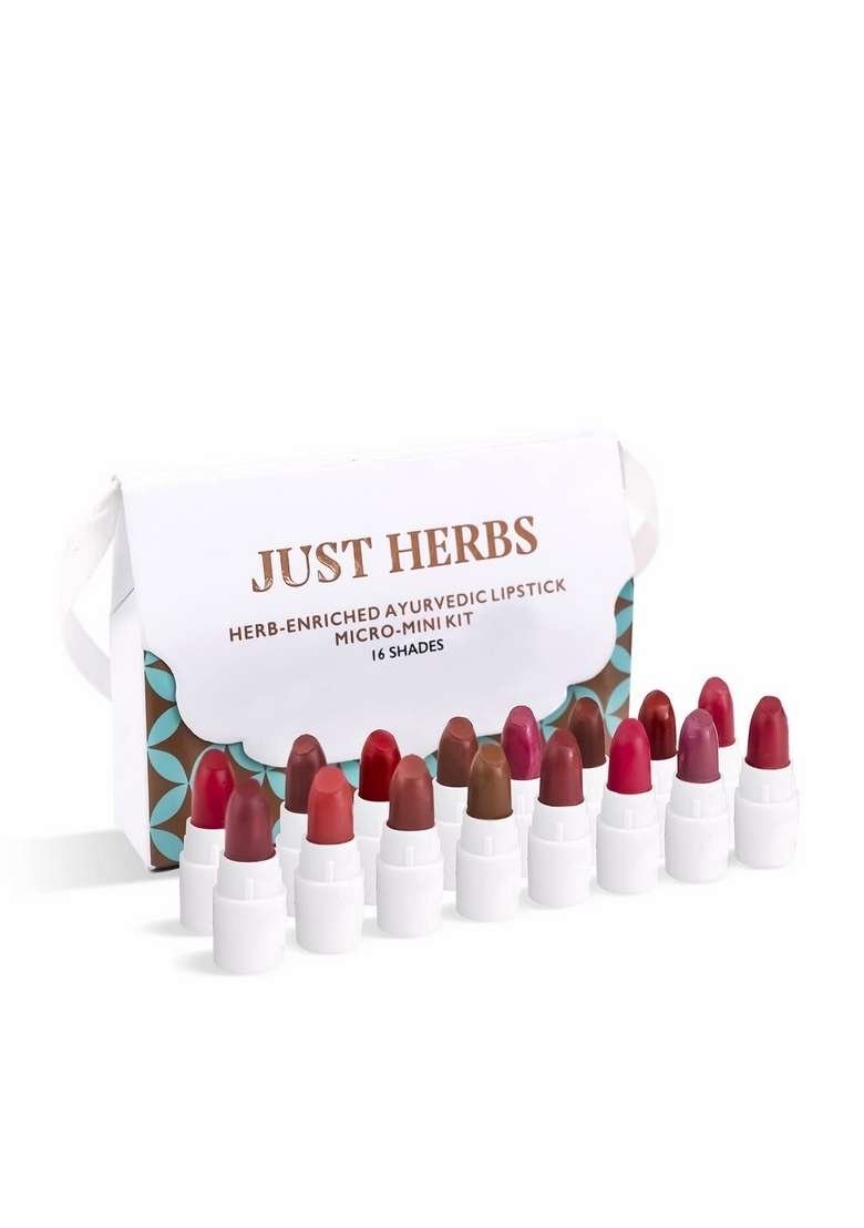 Just Herbs Long Stay Non Sticky Makeup Fixer & Ayurvedic Creamy Matte Micro Mini Lipstick Kit Lip Hydrating Moisturizing Combo, Pack Of 1 - Indya