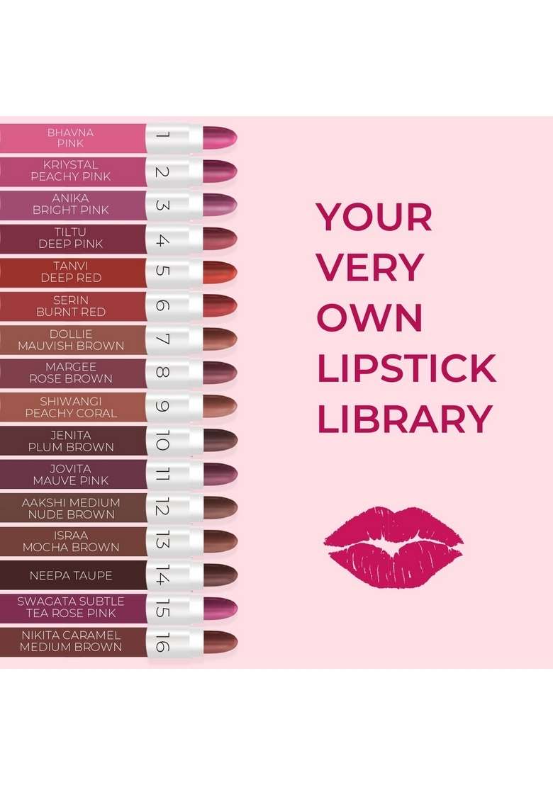 Just Herbs Long Stay Non Sticky Makeup Fixer & Ayurvedic Creamy Matte Micro Mini Lipstick Kit Lip Hydrating Moisturizing Combo, Pack Of 1 - Indya
