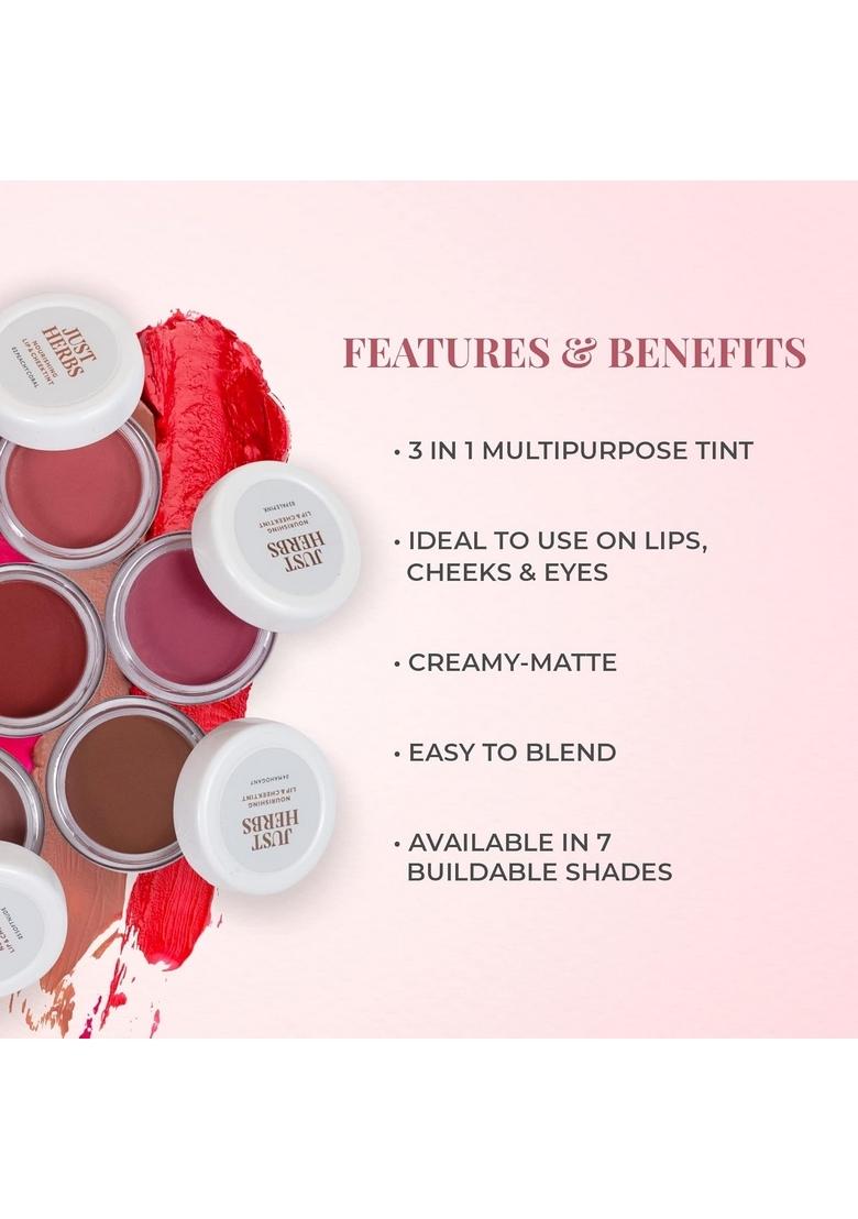 Just Herbs Ayurvedic, Natural Lip & Cheek Tint, Blush For Women- Sls, Chemical Paraben Free