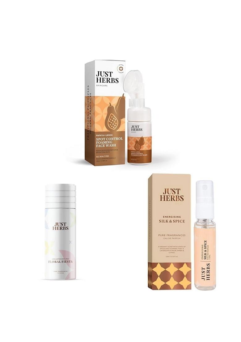 Just Herbs Brightening Foaming Face Wash With Vitamin C & Long Lasting, Refreshing Body Spray, Natural Deodorant