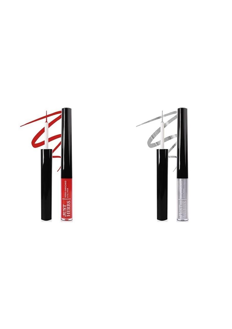 Just Herbs Eyeliner Waterproof And Smudge Proof & Powder Combo, Multicolor, Matte Finish