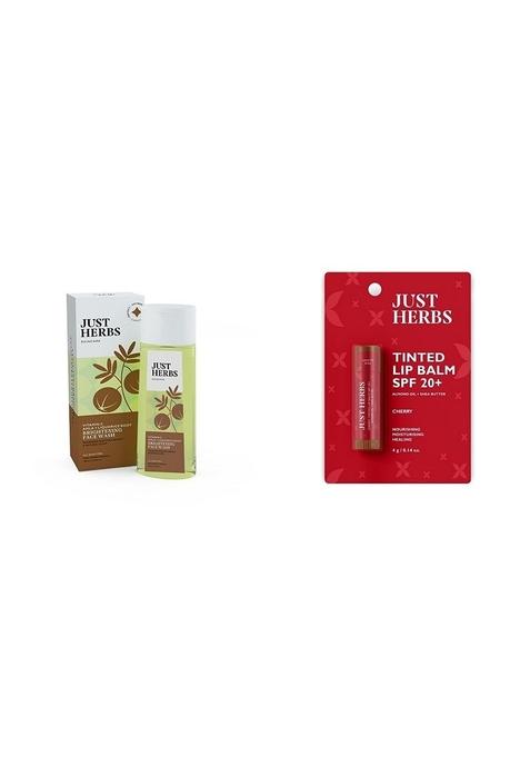 Just Herbs Skin-Rejuvenating Ayurvedic Face Wash Cleanser - 100 Ml & Tinted Lip Balm 4 G (Cherry) Combo