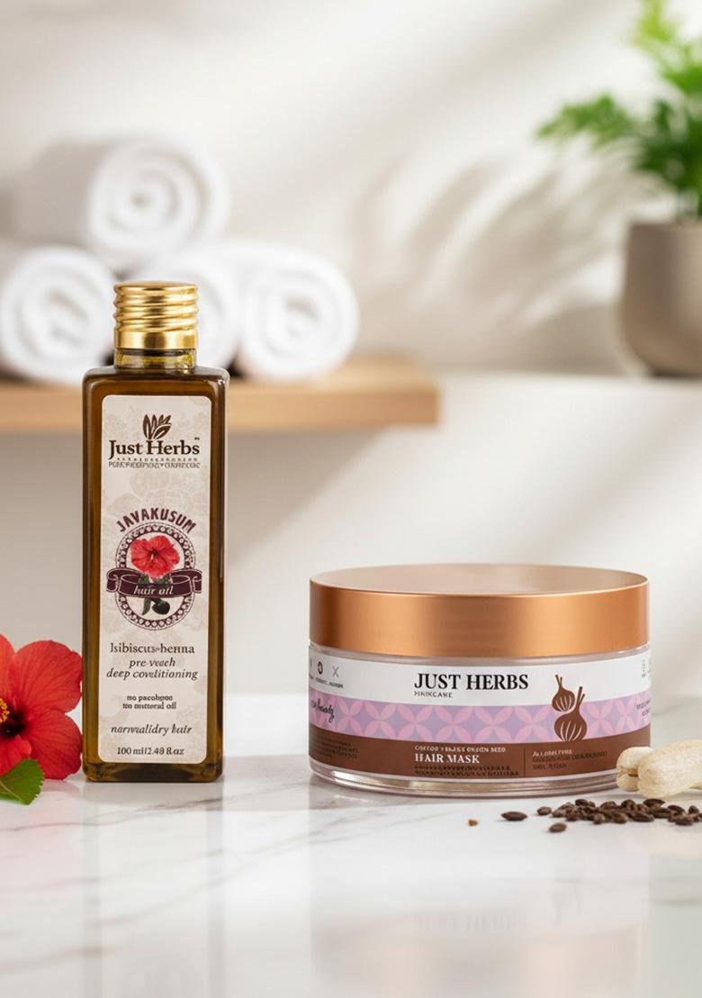 Just Herbs Anti Dandruff & Hairfall Combo With Hair Oil Mask