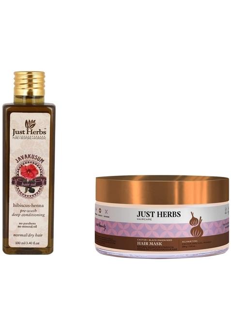 Just Herbs Anti Dandruff & Hairfall Combo With Hair Oil Mask