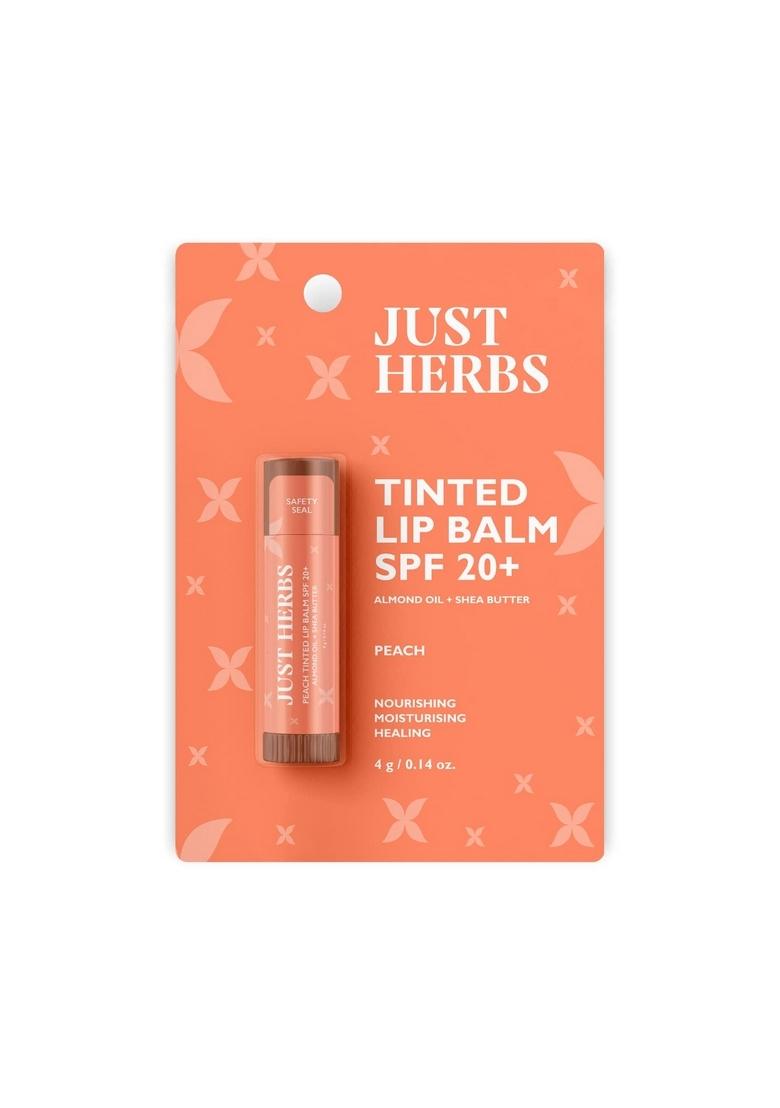 Just Herbs Tinted Lip Balm For Men And Women With Spf 20+ Dark Lips To Lighten 4 G (Cherry) & (Peach) Combo