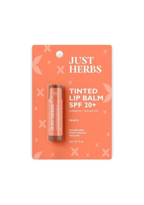 Just Herbs Tinted Lip Balm For Men And Women With Spf 20+ Dark Lips To Lighten 4 G (Cherry) & (Peach) Combo