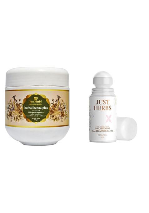 Just Herbs Herbal Henna Plus & Under Arm Roll On For Women Floral Fiesta Long Lasting And Refreshing Deodorant