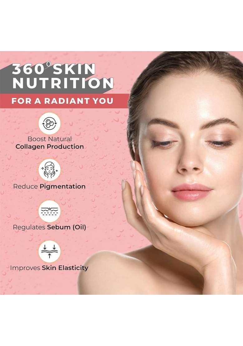 Cureveda Glow Veg Collagen Builder Powder (300G) For Brighter & Youthful Skin, Plant-Based Supplement With Rose Water, Beauty Protein, Evening Primrose 100Iu, No Added Sugar - Indya