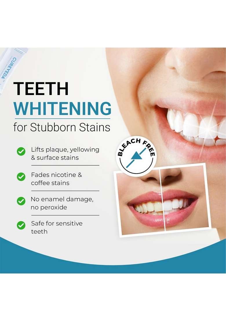 Cureveda Sparkle Oil Pulling For Mouth, Healthy Teeth & Stronger Gums | Herbal Mouthwash With Virgin Coconut Mouth Detox Fresh Breath Peppermint Flavour (270 Gm) (30 Sachet) - Indya