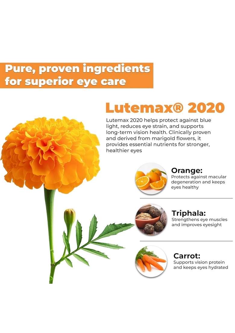 Cureveda Cureveda-Vision Plant Based Eye Health For Kids & Adults, Blue Light Digital Guard (Lutein, Zeaxanthin, Carrots, Triphala) - 30 Count (Sachet) - Indya