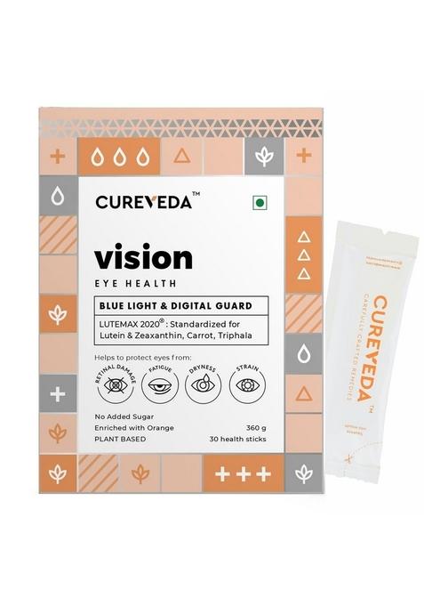 Cureveda Cureveda-Vision Plant Based Eye Health For Kids & Adults, Blue Light Digital Guard (Lutein, Zeaxanthin, Carrots, Triphala) - 30 Count (Sachet)