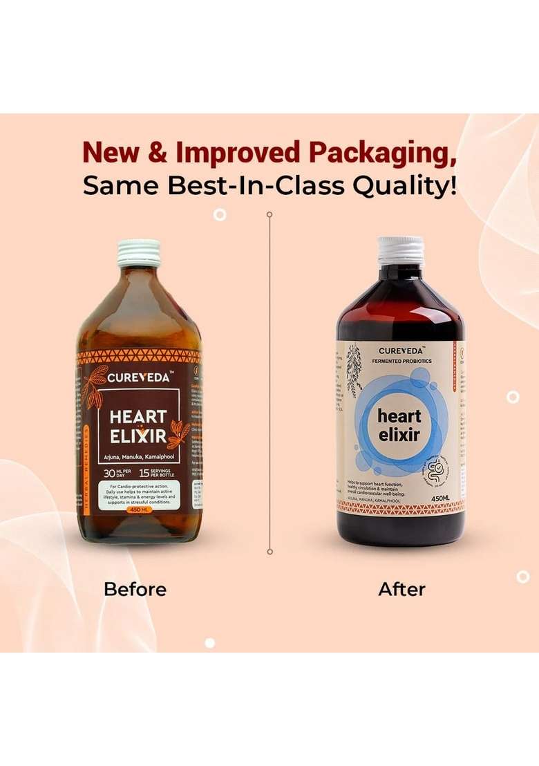 Cureveda Herbal Heart Elixir (Arjuna, Manuka, Kamalphool) Health 450Ml Syrup - Indya