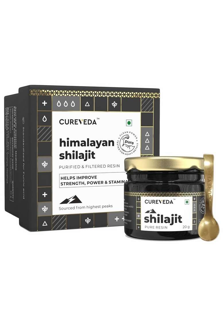 Cureveda Himalayan Shilajit For Men - Resin 20G | 98% Fulvic Acid Energy, Endurance & Vitality 100% Ayurvedic - Indya