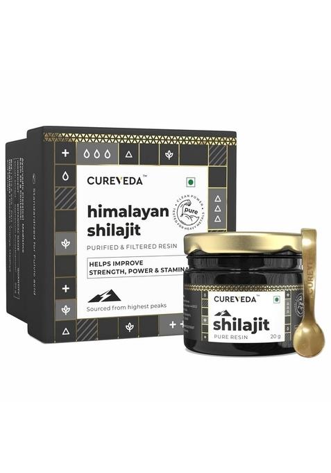 Cureveda Himalayan Shilajit For Men - Resin 20G | 98% Fulvic Acid Energy, Endurance & Vitality 100% Ayurvedic