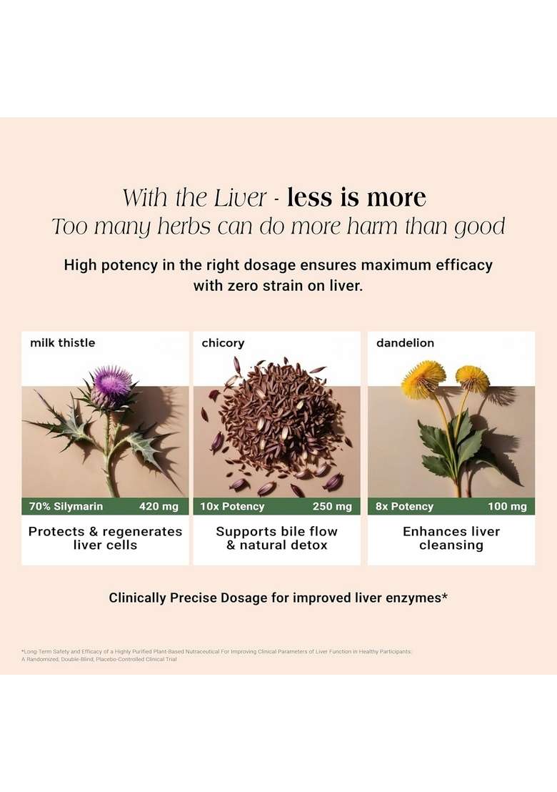 Cureveda Liver Loyal Detox Supplement Milk Thistle Extract 420Mg With Chicory & Dandelion For Fatty Care | Natural Detoxification Formula 60 Veg Tablets - Indya