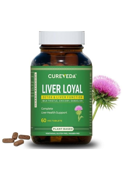 Cureveda Liver Loyal Detox Supplement Milk Thistle Extract 420Mg With Chicory & Dandelion For Fatty Care | Natural Detoxification Formula 60 Veg Tablets
