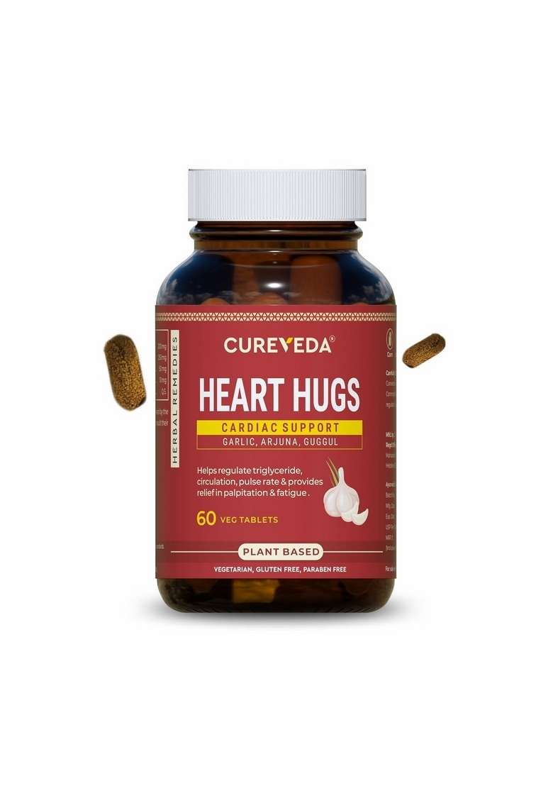 Cureveda Cureveda™ Herbal Heart Hugs - For Healthy Cardiac Wellness Cholesterol Control 60 Tablets - Indya