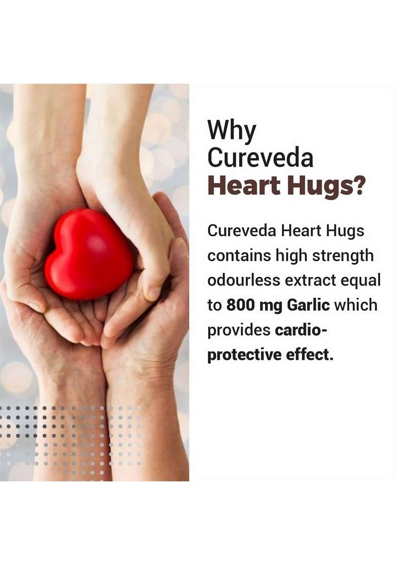 Cureveda Cureveda™ Herbal Heart Hugs - For Healthy Cardiac Wellness Cholesterol Control 60 Tablets - Indya