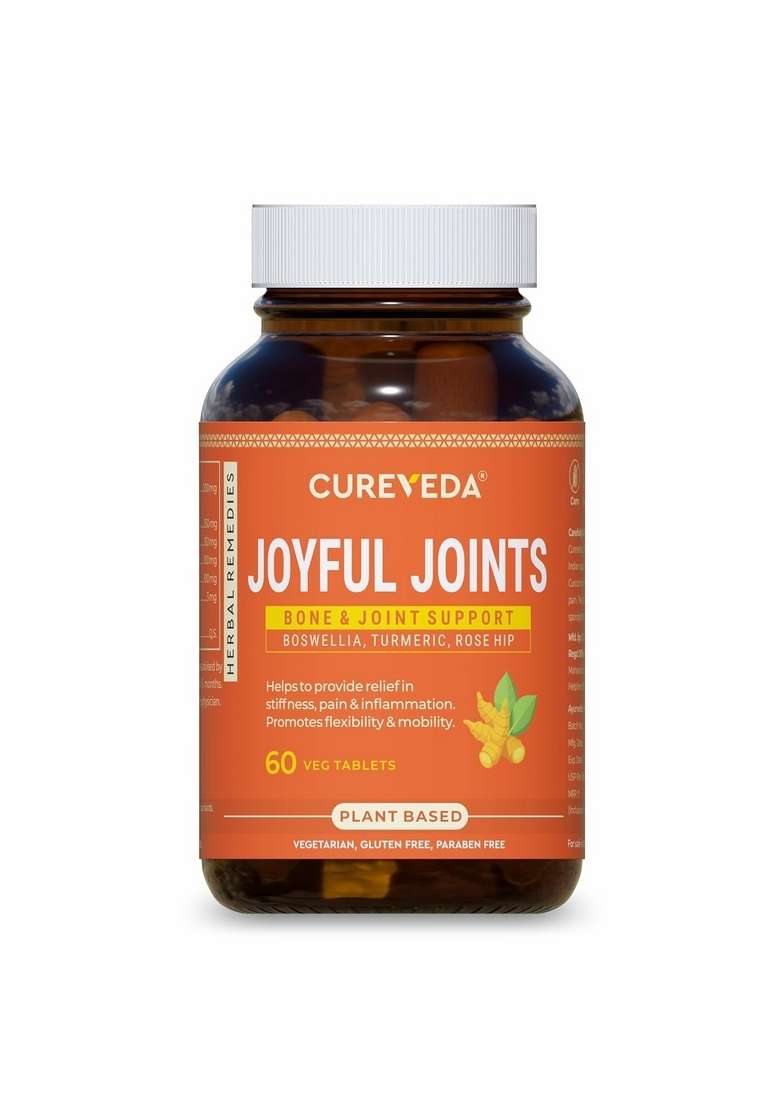 Cureveda Herbal Joyful Joint Support Supplement Tablets For Bone,Joint Wellness (60 Tablets) - Indya