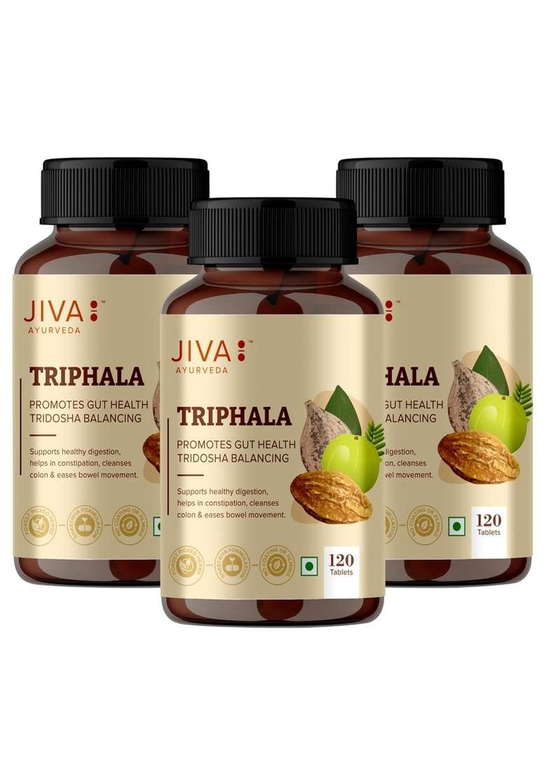 Jiva Triphala - 120 * 3 Tablets | (100% Pure & Natural) An Ayurvedic Formulaion Helps To Relieves Constipation Good For Digestion - Indya
