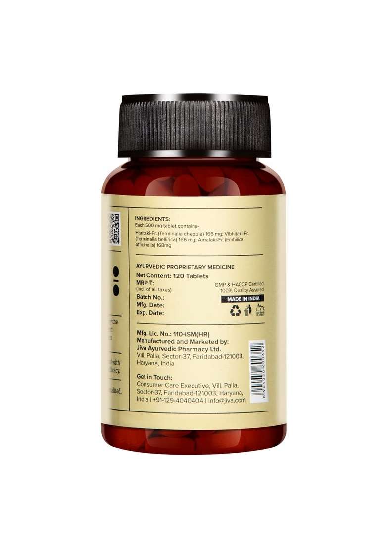 Jiva Triphala - 120 * 3 Tablets | (100% Pure & Natural) An Ayurvedic Formulaion Helps To Relieves Constipation Good For Digestion - Indya