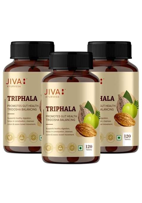 Jiva Triphala - 120 * 3 Tablets | (100% Pure & Natural) An Ayurvedic Formulaion Helps To Relieves Constipation Good For Digestion
